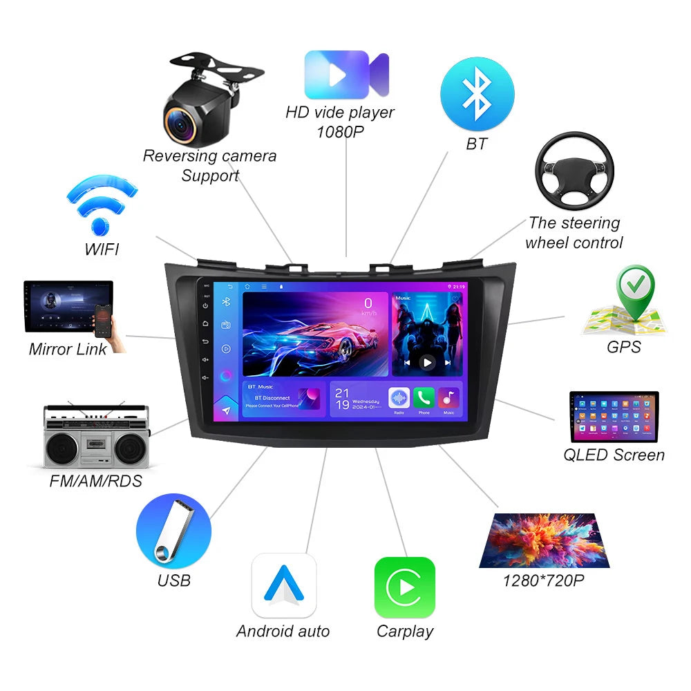 Android 16 Car Radio Stereo For Suzuki Swift 4 2011 2012 2013 2014 -2016 Multimedia Video  | AUTOKITSHOP