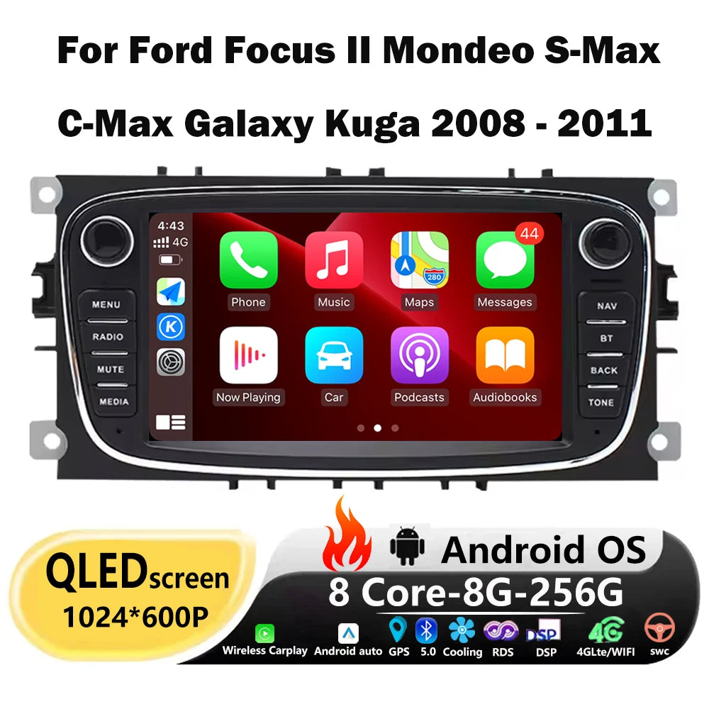 Car Radio Multimedia Player GPS Navigation For Ford Focus II Mondeo S-Max C-Max Galaxy Kug