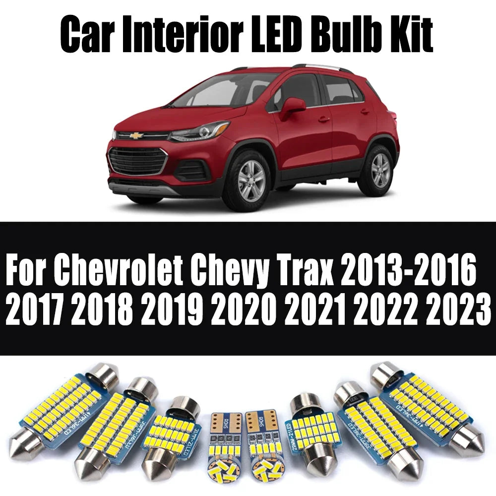 13-Piece LED Interior Light Kit for Chevrolet Chevy Trax 2013- 2021 - Canbus Dome Map Door Trunk Bulbs | AUTOKITSHOP