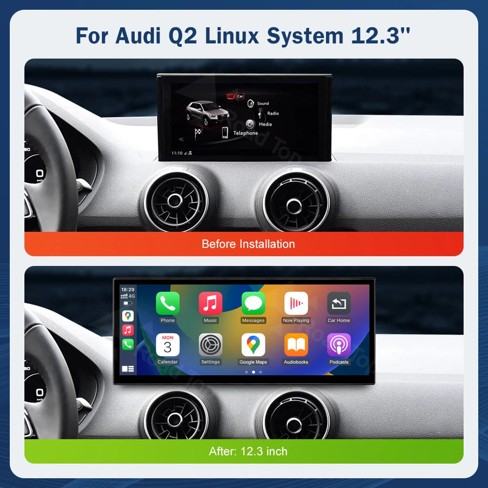 CN 12.3 inch Touch Screen For Audi Q2 2014-2019 Multimedia Display Airplay Miracast Functi | AUTOKITSHOP