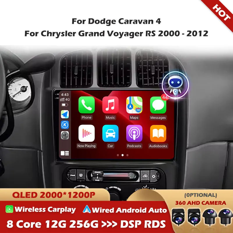 For Dodge Caravan 4 For Chrysler Grand Voyager RS 2000 - 2012 Android Auto Wireless Carpla