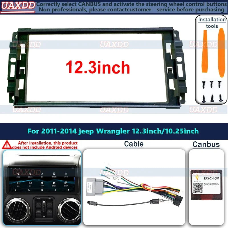 Car 12.3 Inch Frame Fascia Adapter Android Radio Dash Fitting Panel Kit For 2011-2014 Jeep