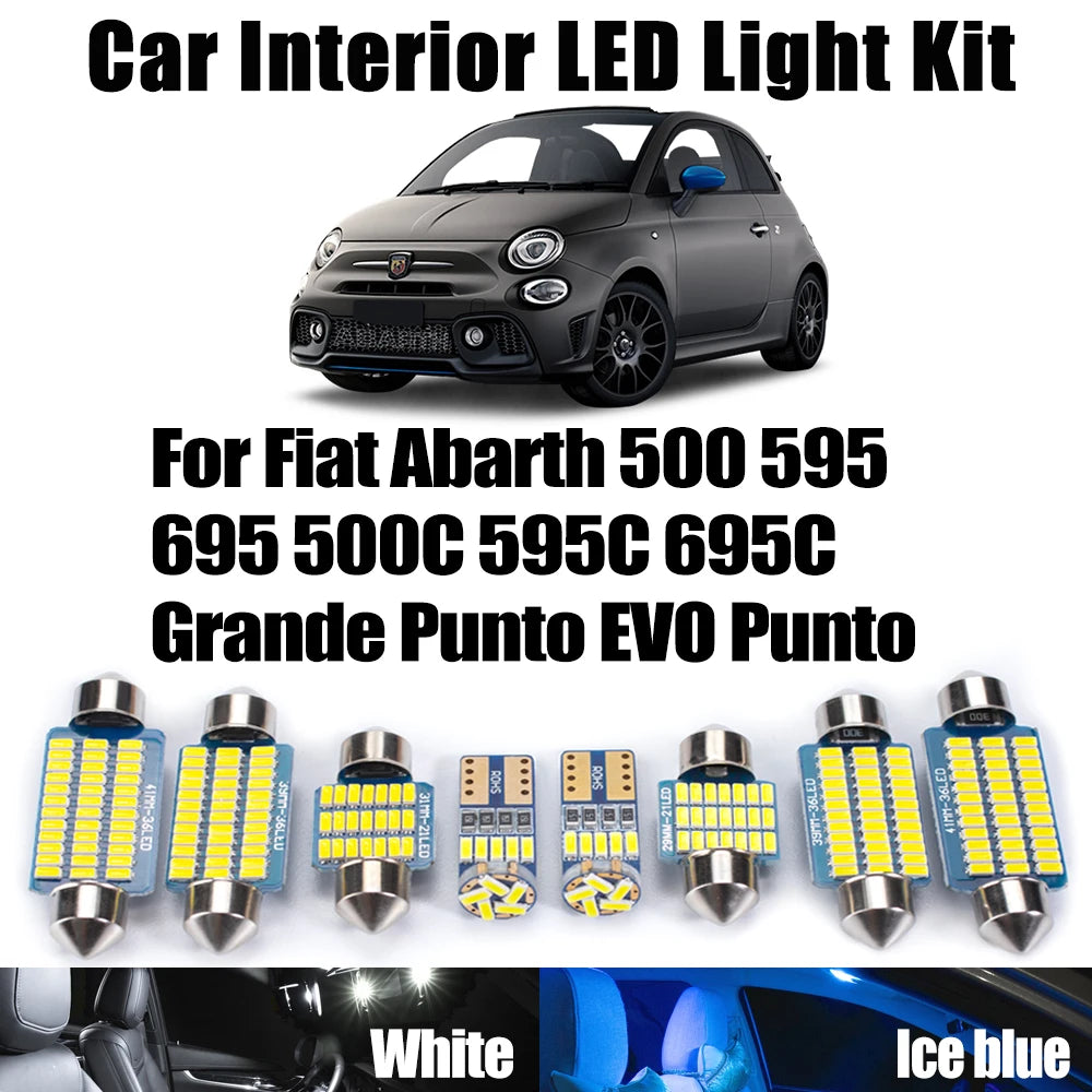 LED Interior Light Kit for Fiat Abarth 500 595 695 500C 595C 695C Grande Punto EVO Punto Car Accessories - Canbus Err...