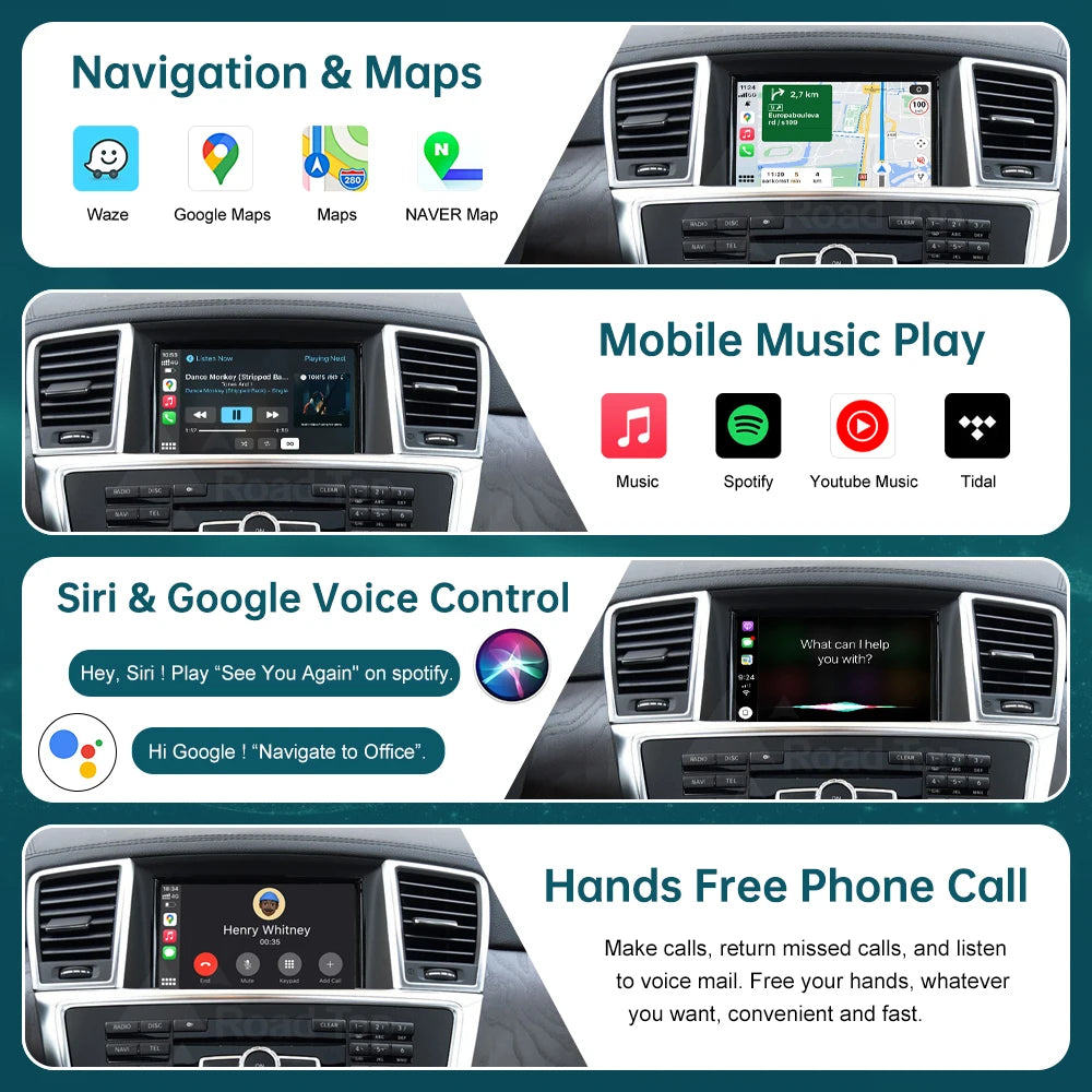 RoadTop Wireless CarPlay Module for Mercedes Benz ML GL W166 X166 2012-2015 NTG4.5 4.7, wi