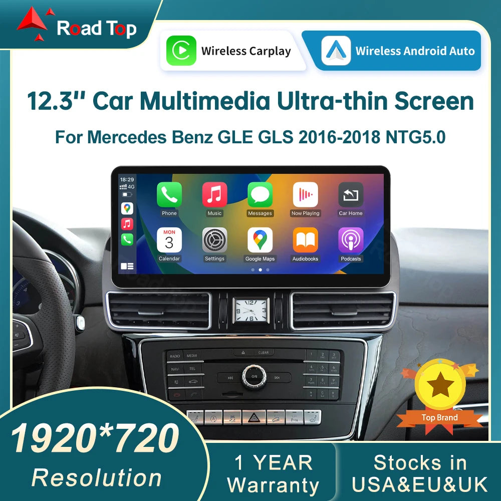 RoadTop 12.3 inch Wireless CarPlay Multimedia Linux Touch Screen for Mercedes-Benz GLE GLS