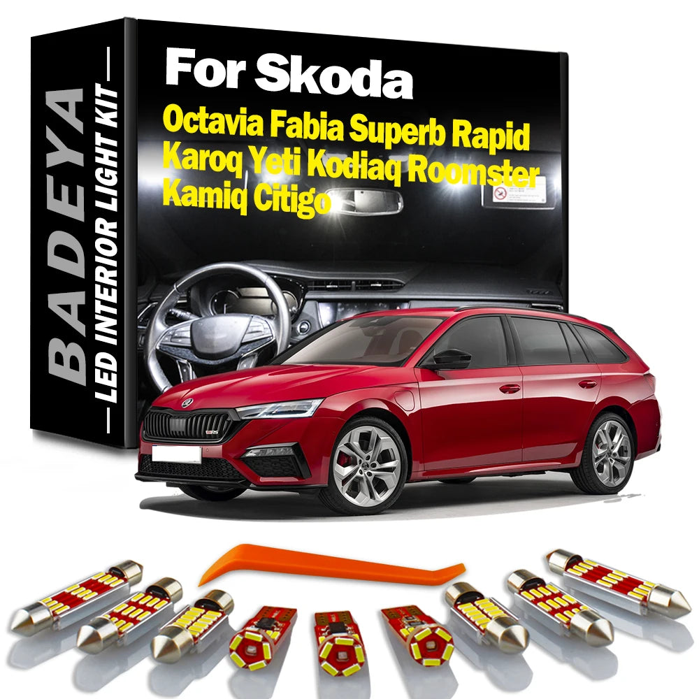 Interior LED Light Indoor Car Bulbs Kit For Skoda Octavia Fabia Superb Rapid Karoq Yeti Ko