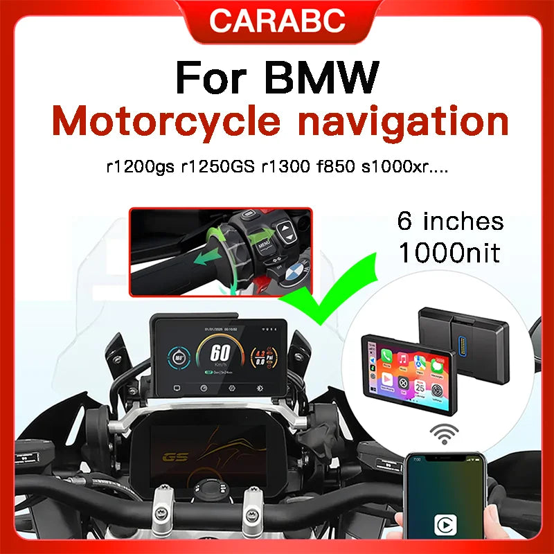 6 inch screen For BMW Motorcycle R1200GS R1250GS R1300GS ADV R1000 XR F850 S1000xr Wireles | AUTOKITSHOP