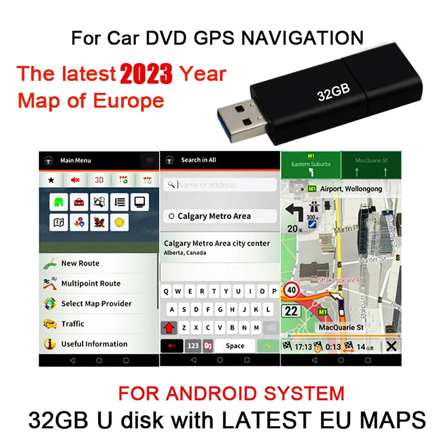 32GB U Disk Euro Map Only for Android System Car Gps Navigation The Latest 2021