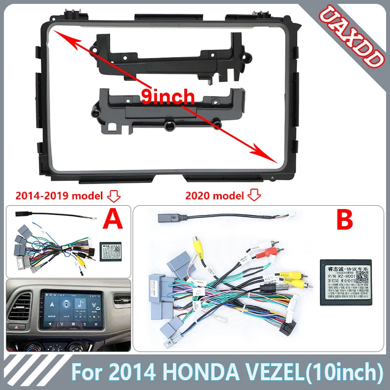 For Honda 2014 Vezel HR-V XR-V 9INCH Car Radio Android Stereo Video Frame Panel Fascia Aud