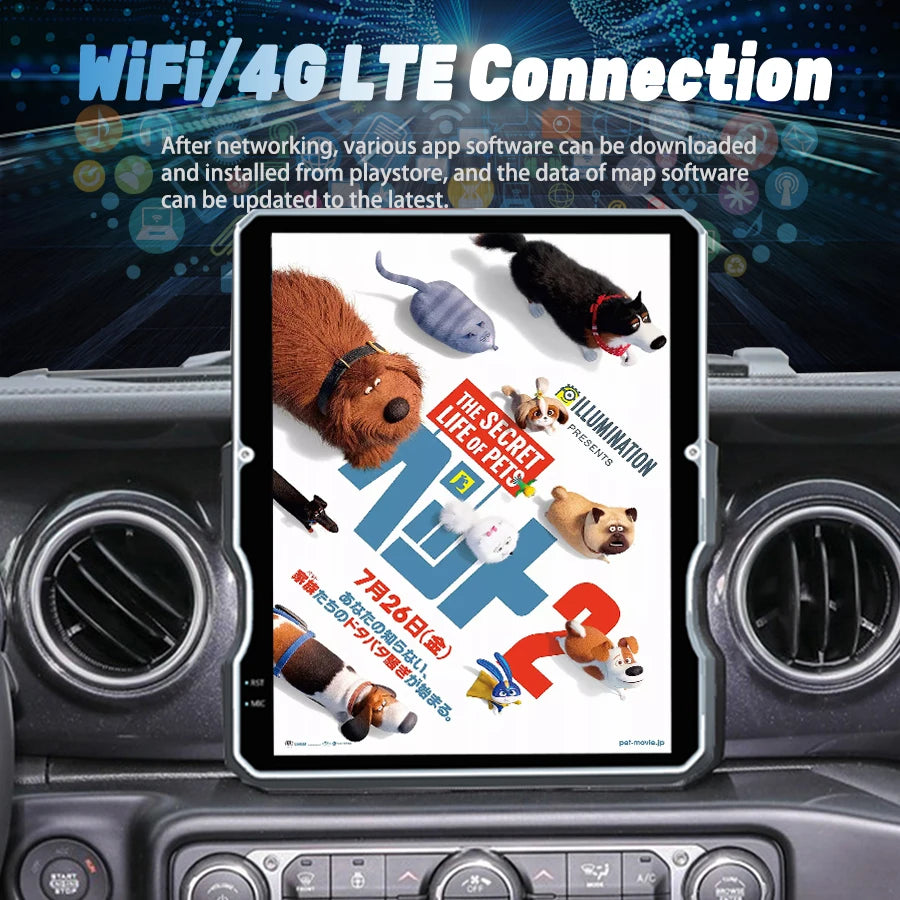 12.1inch Android Screen HeadUnit For Jeep Wrangler JL Gladiator Pickups JT 2018-2023 Multi