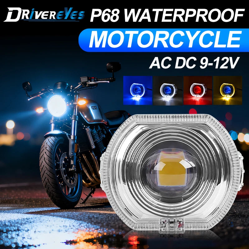 2.5inch Motorcycle Headlight LED Angel Devil Eyes Laser Headlights Projector Built in Spot