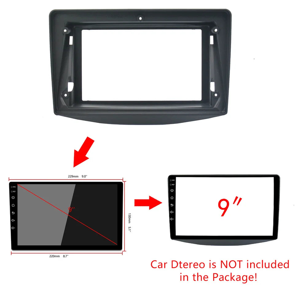 2Din Car DVD Only Frame Audio Fitting Adaptor Dash ABS Trim Kits Facia Panel 9 inch For Mi
