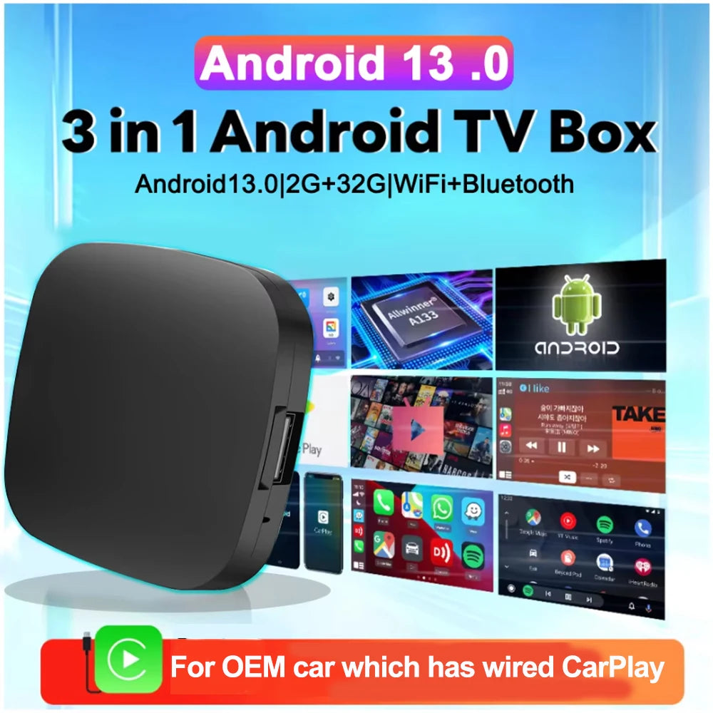 Carplay Ai Box Wireless Android Auto Wireless Carplay Adapter TV Box For Netflix YouTube C