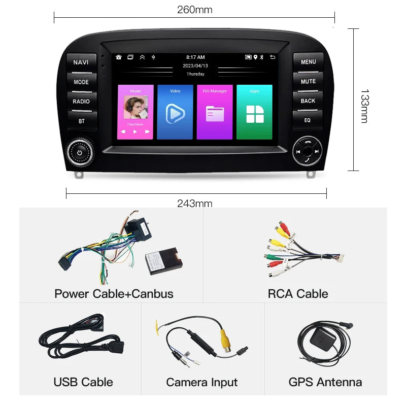 SZLELV Android Auto Bluetooth For Mercedes Benz SL R230 SL350 SL500 2006-2011 4G Multimedi