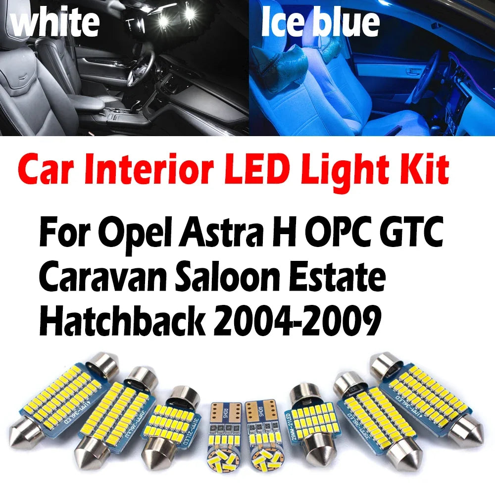 15-Piece LED Interior Light Kit for Opel Astra H OPC GTC Caravan Saloon Estate Hatchback 2004-2009 - Canbus Dome Map ...