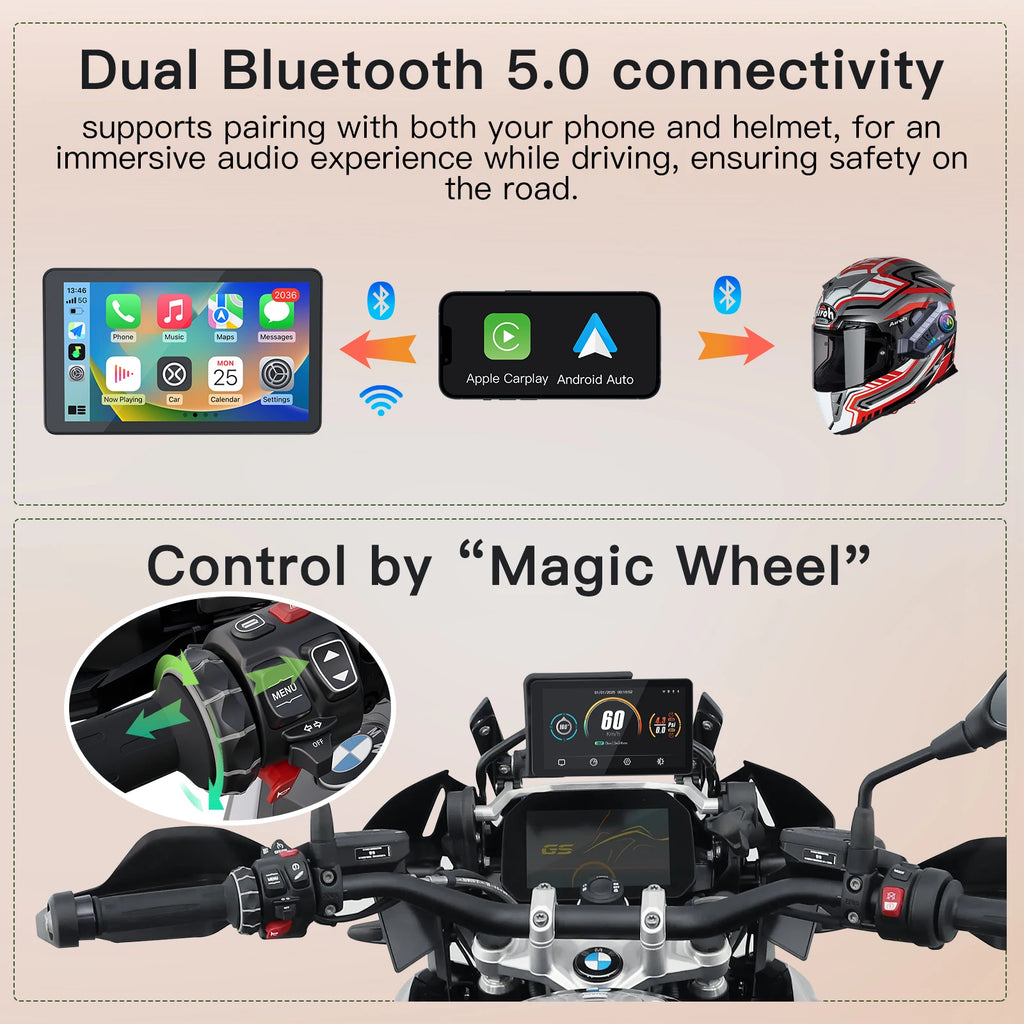 6 inch screen For BMW Motorcycle R1200GS R1250GS R1300GS ADV R1000 XR F850 S1000xr Wireles | AUTOKITSHOP