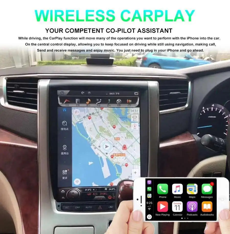 128GB Rom esla IPS Screen Car Radio Multimedia Video Player For Toyota ALPHARD VELLFIRE Na