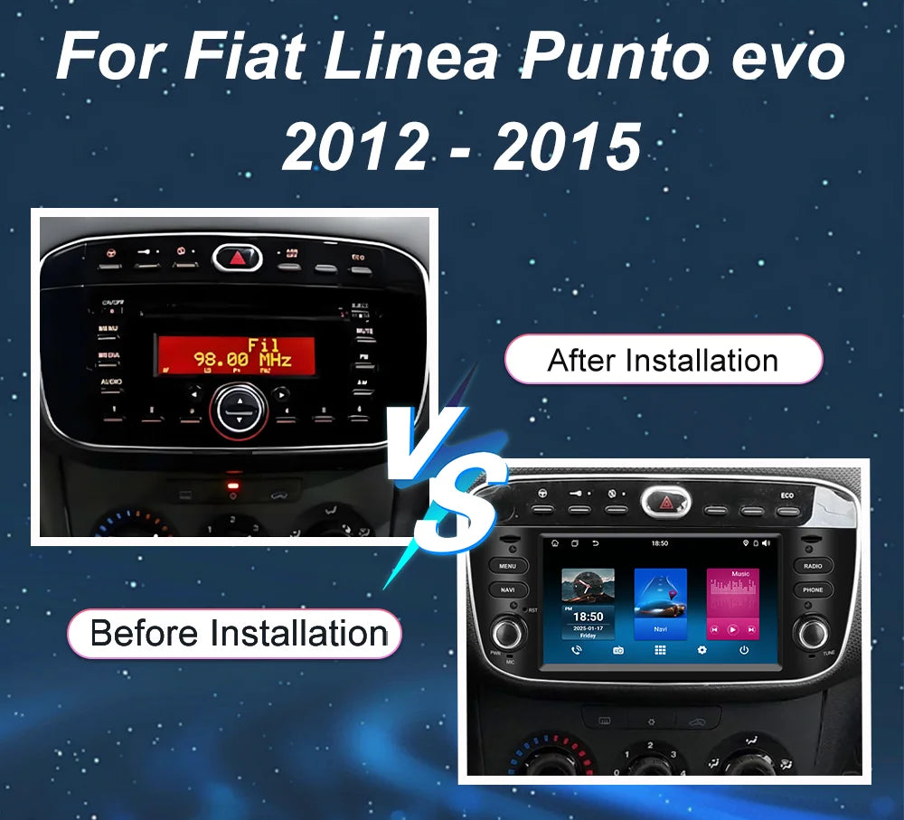 7'' Android 15 Autoradio For Fiat Linea Punto evo 2012-2015 GPS WIFI Carplay Auto 4G Radio