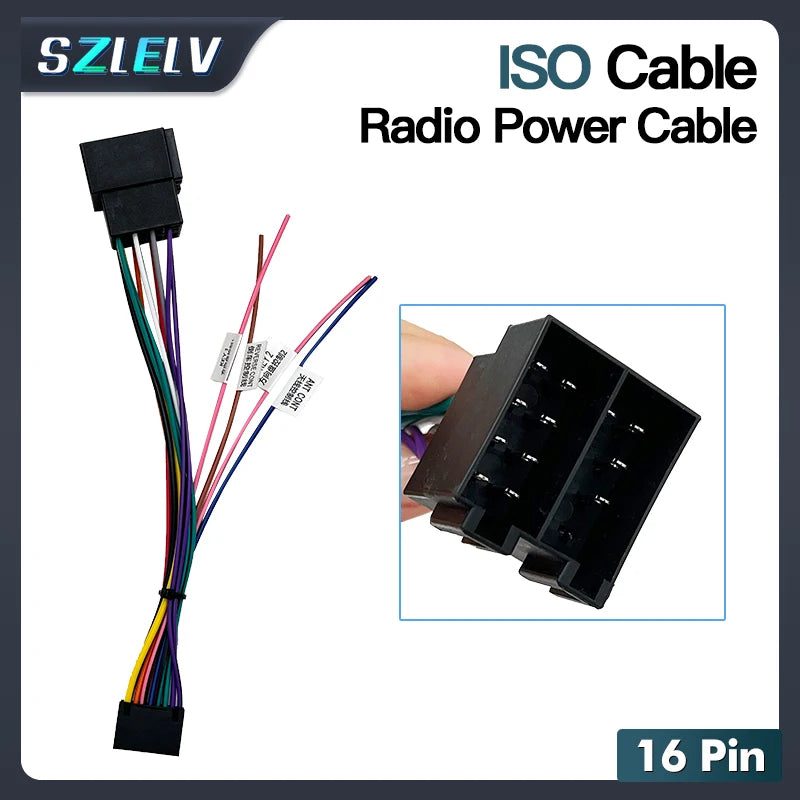 SZLELV Car Stereo Radio Player ISO Wiring Harness Connector 16PIN Android Car Radio Power