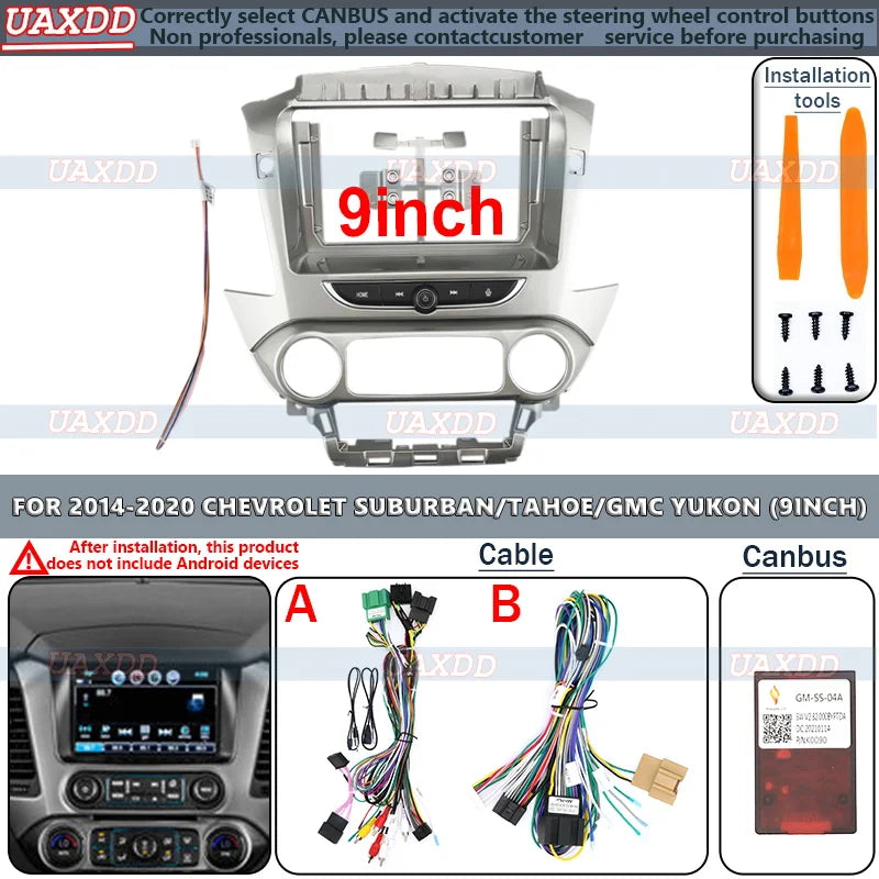 FOR 2014-2020 CHEVROLET SUBURBAN TAHOE GMC YUKON 9INCH 2 Din Car Android frame Kit panel c