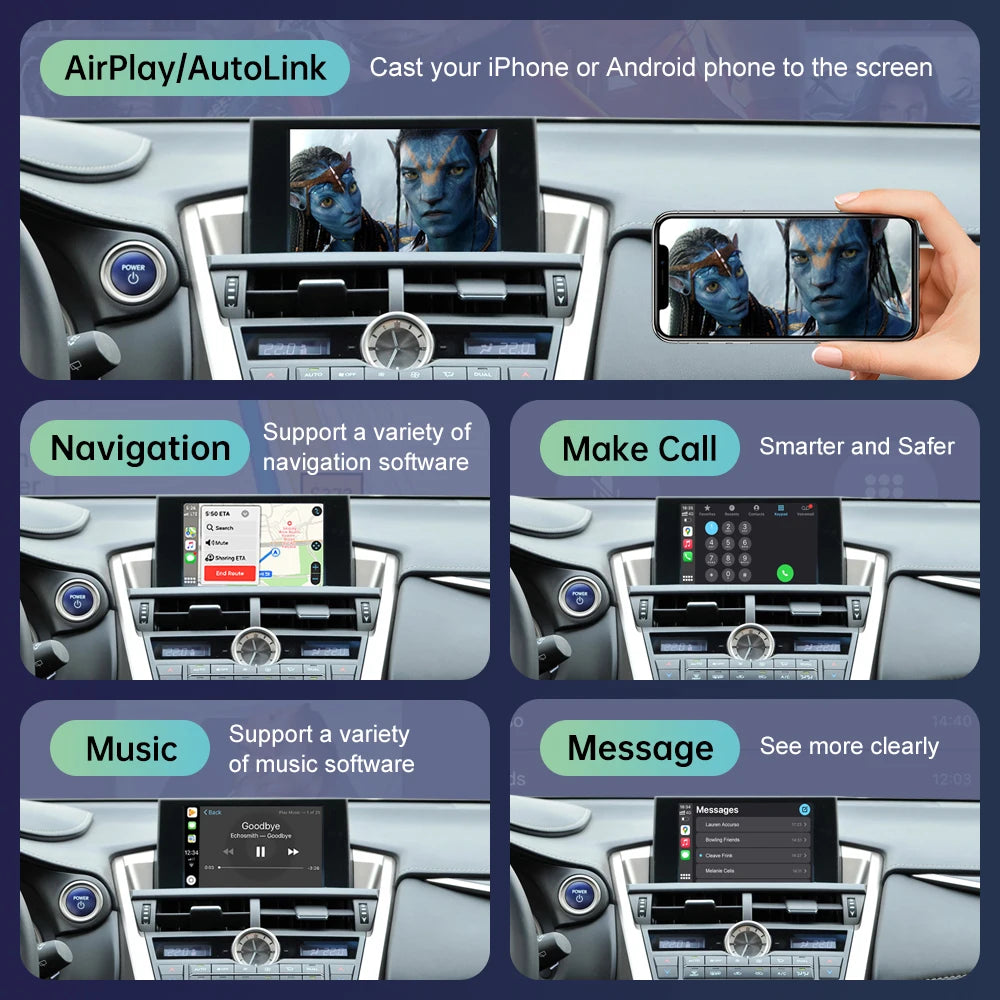 Wireless CarPlay for Lexus NX RX IS ES GS RC CT LS LX LC UX 2014-2020 Android Auto Mirror