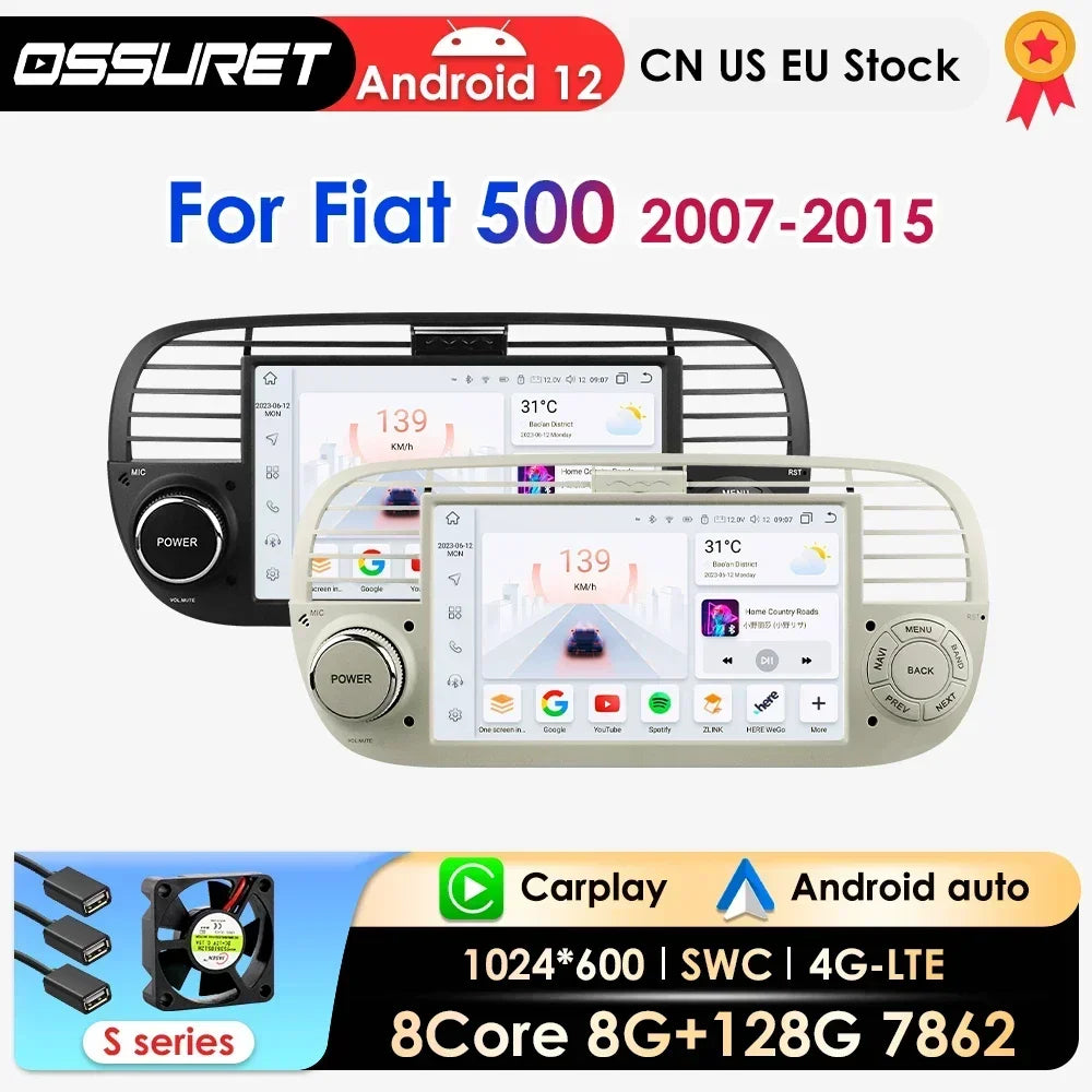 Android auto Car Radio Player For FIAT 500 Abarth 2007-2015 Multimedia GPS Navigation auto