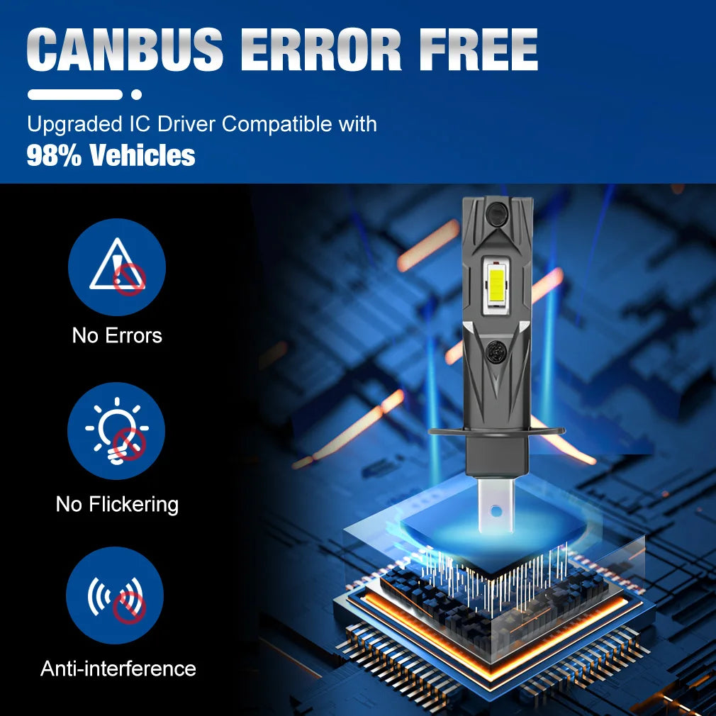 TOAUTO H1 LED Lights Bulbs 70W 30000LM Car H1 LED Headlights Canbus Auto Diode Fog Lamps 1