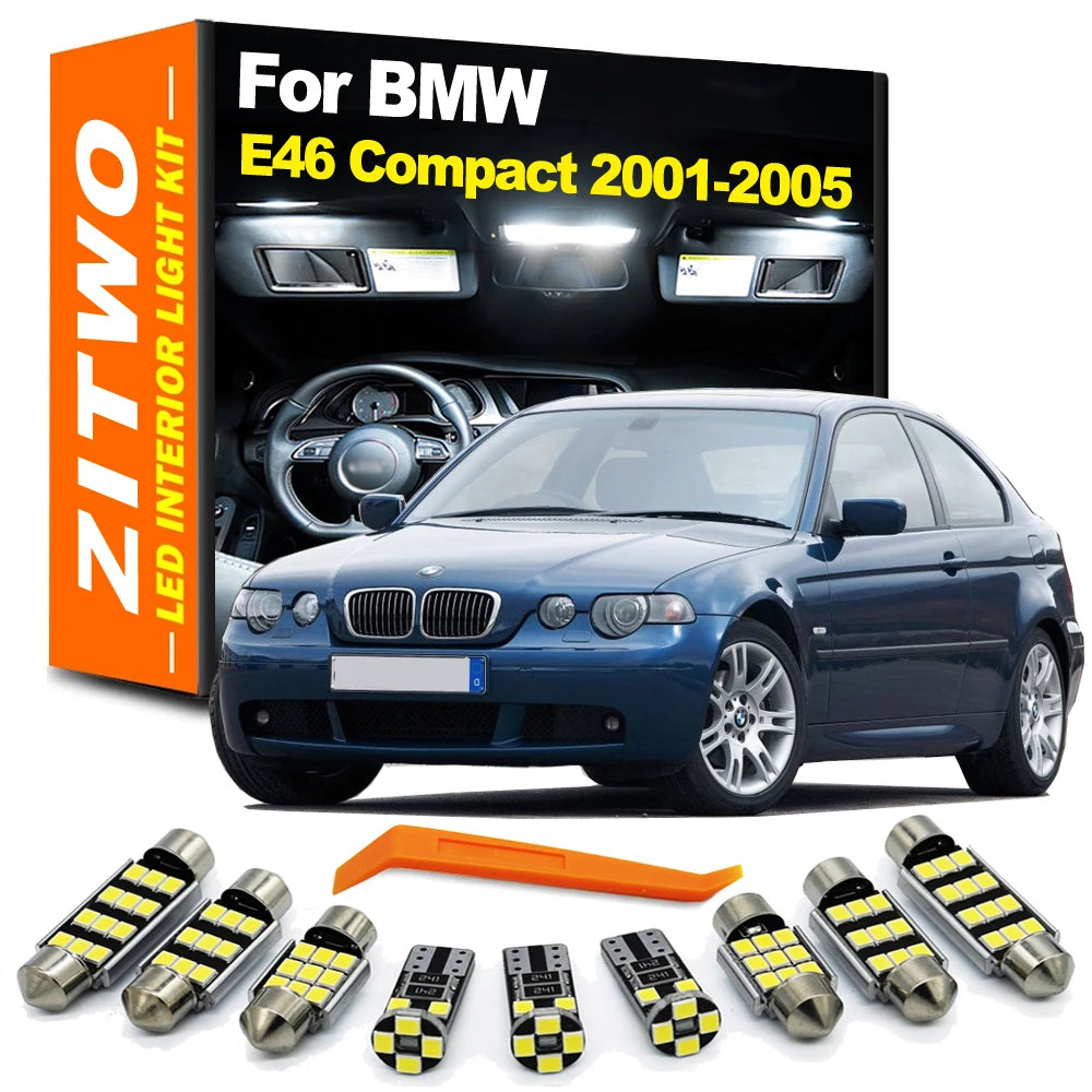 ZITWO 18Pcs Canbus LED Interior Plate Light Kit For BMW 3 Series E46 Compact 2001 2002 2003 2004 2005 Door Foot Luggage Bulb