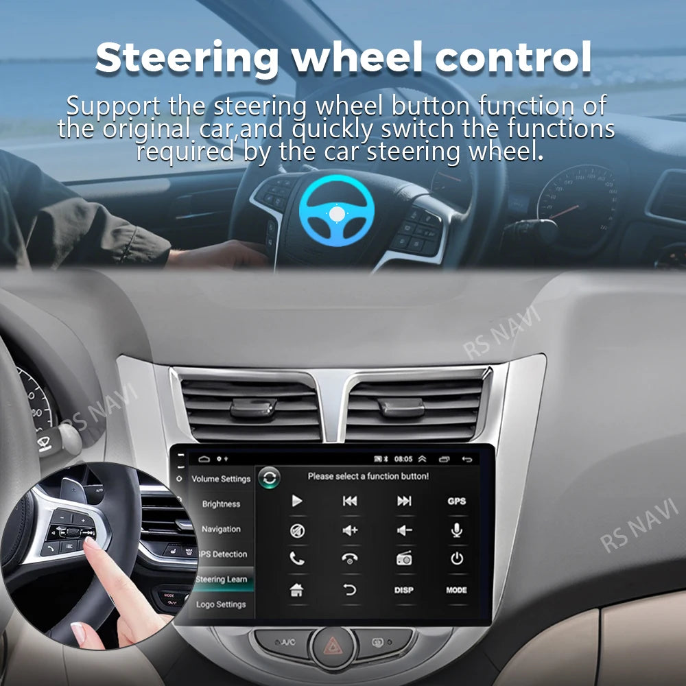 Qualcomm Android 16 For Hyundai Solaris 1 2010 - 2016 2K QLED Car Radio Multimedia Video P