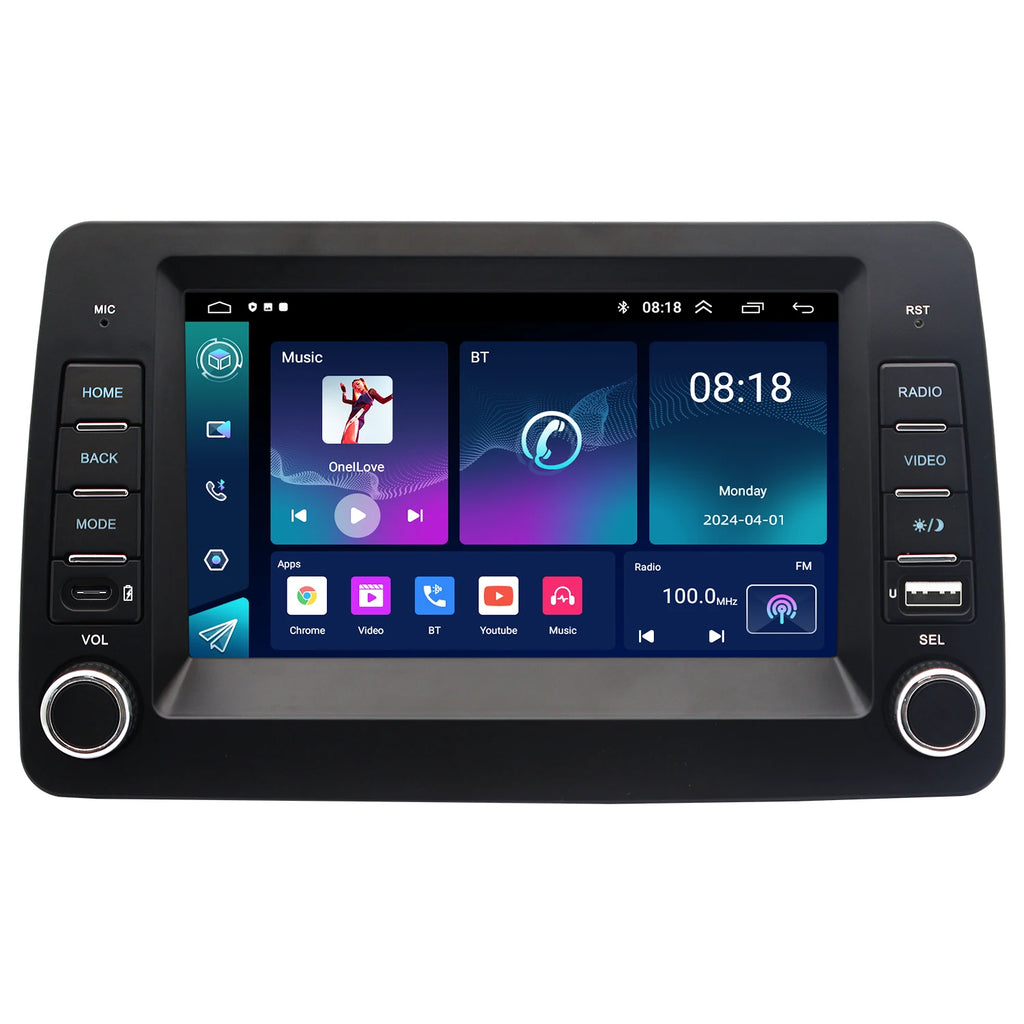 7" Android Car Radio GPS for Fiat Panda 2003-2012 Wireless CarPlay Android Auto Bluetooth Steering Control - Type-C 2GB+