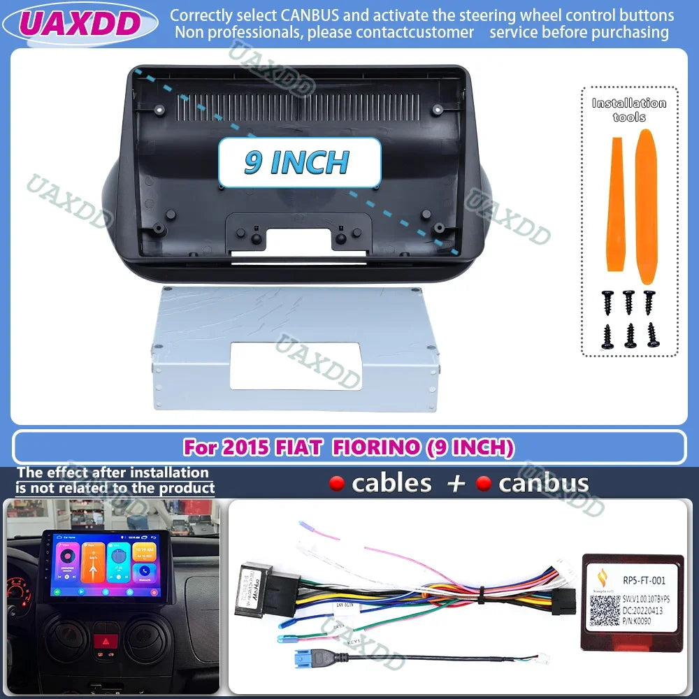 For 2015 FIAT FIORINO 9inch 2 Din Car stereo MP5 Android frame panel fascia cable video ha
