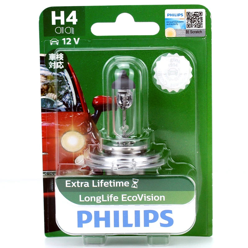 Philips H4 12V 60/55W LongLife EcoVision Car Original Halogen Headlight 3000h Auto Lamp Ge