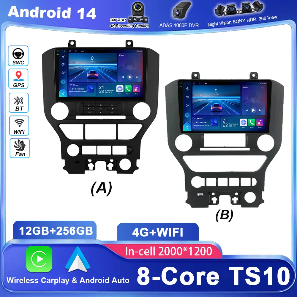 Car DVD Android 15 Radio Stereo For Ford Mustang S550 2014-2021 Auto Multimedia Player GPS
