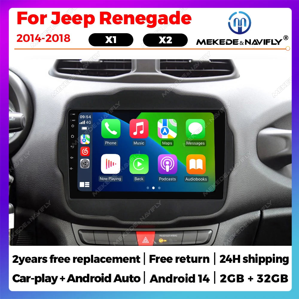 Android 14 Car Radio For Jeep Renegade 2014-2018 GPS Navigation Multimedia Video Player Au