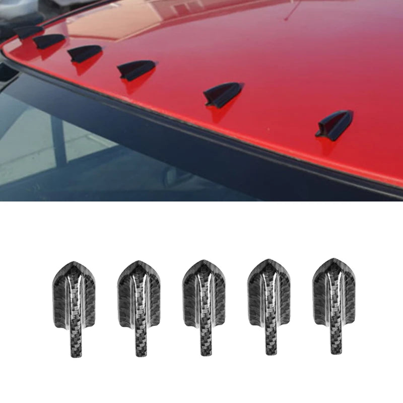 10pcs/set Universal Carbon Fiber Color Rear Roof Shark Fins Spoiler Kit Shark Fins Wing Vo