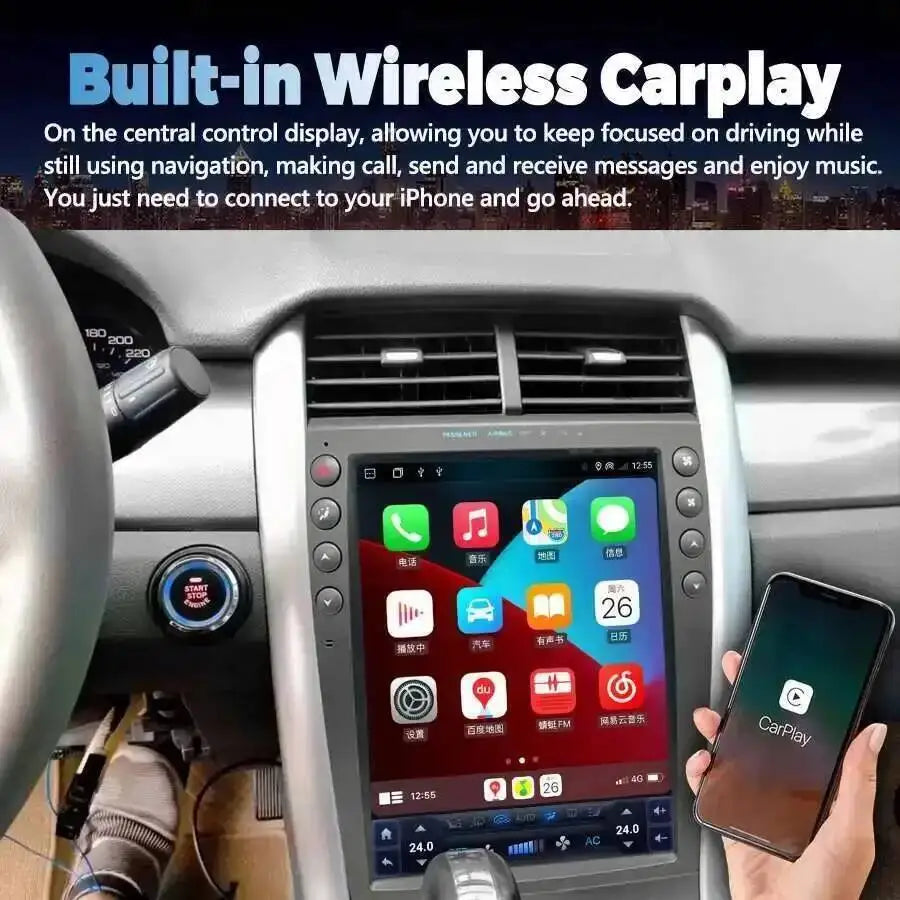 Stereo Radio For Ford EDGE 2009-2013 Qled Vertical GPS Navi Head Unit 4G SIM Android 15 Ra