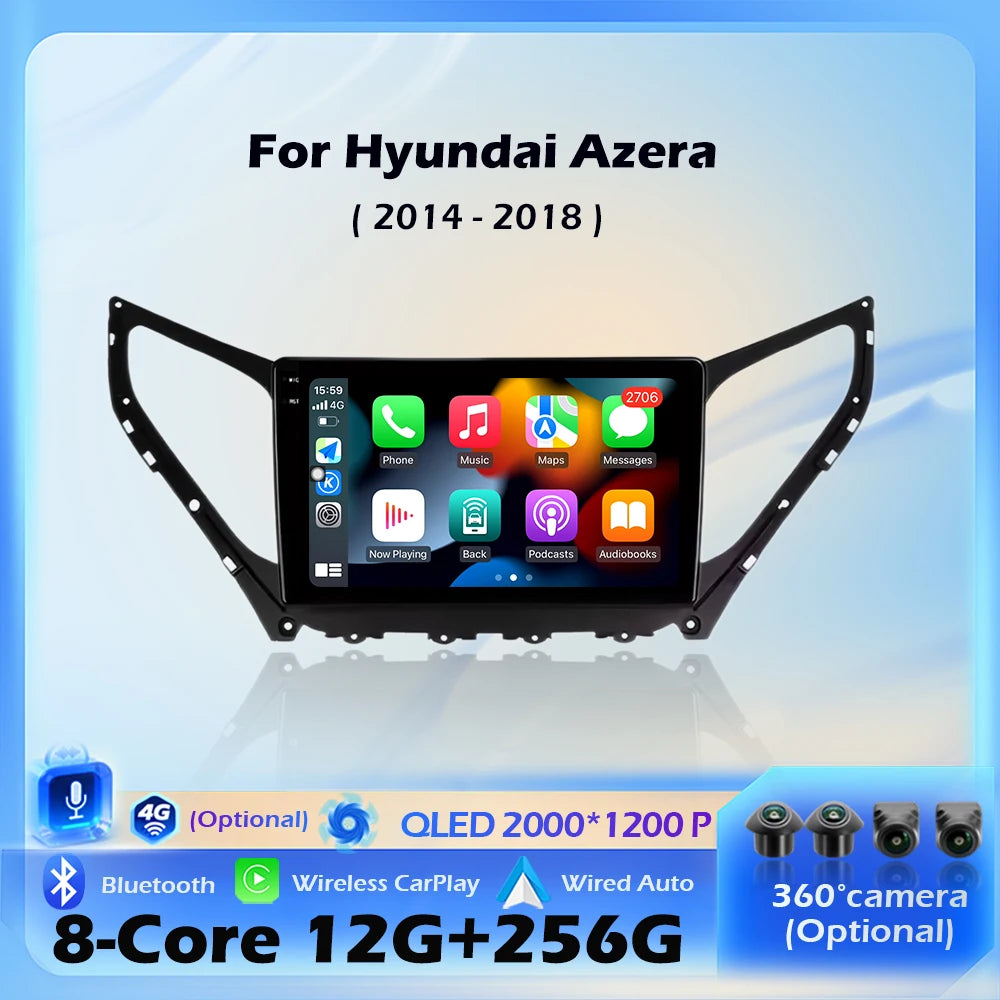 Wireless CarPlay For Hyundai Azera 2014 -2018 Android 16 Car Radio Multimedia Video Player