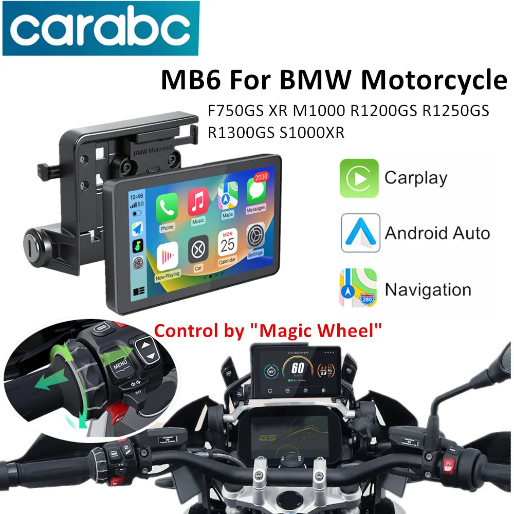 CARABC 6" MB6 Motorcycle Navigation Wireless Carplay Android Auto For BMW F750GS XR M1000