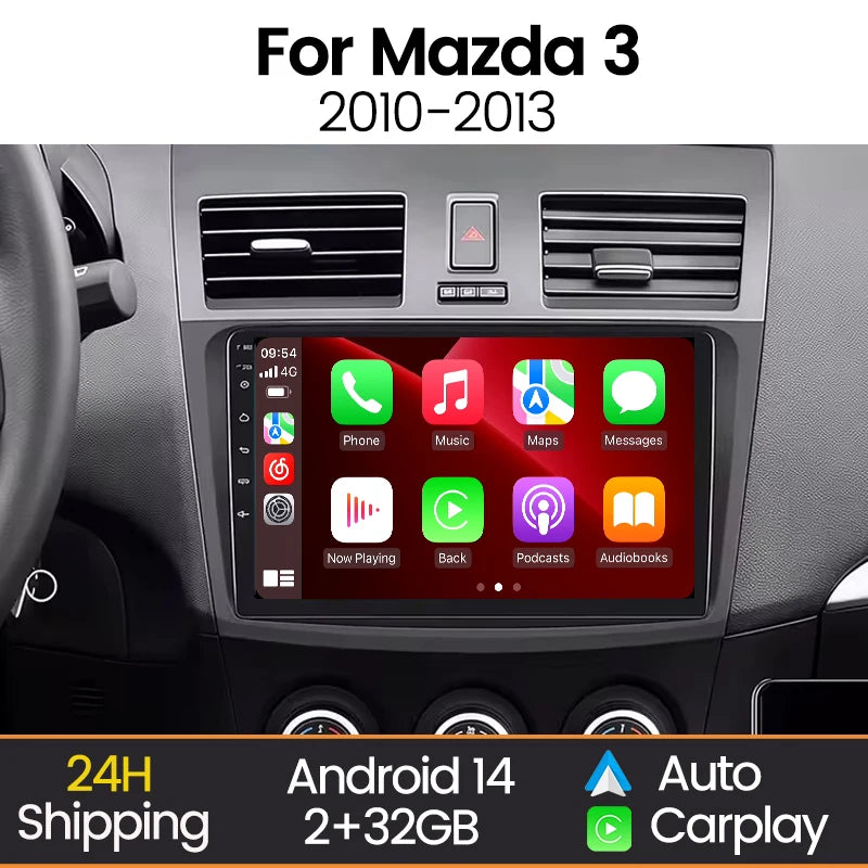 For Mazda 3 II for Mazda3 BL 2010-2012 Android 14 Audio Wireless Carplay Auto Car Radio FM | AUTOKITSHOP