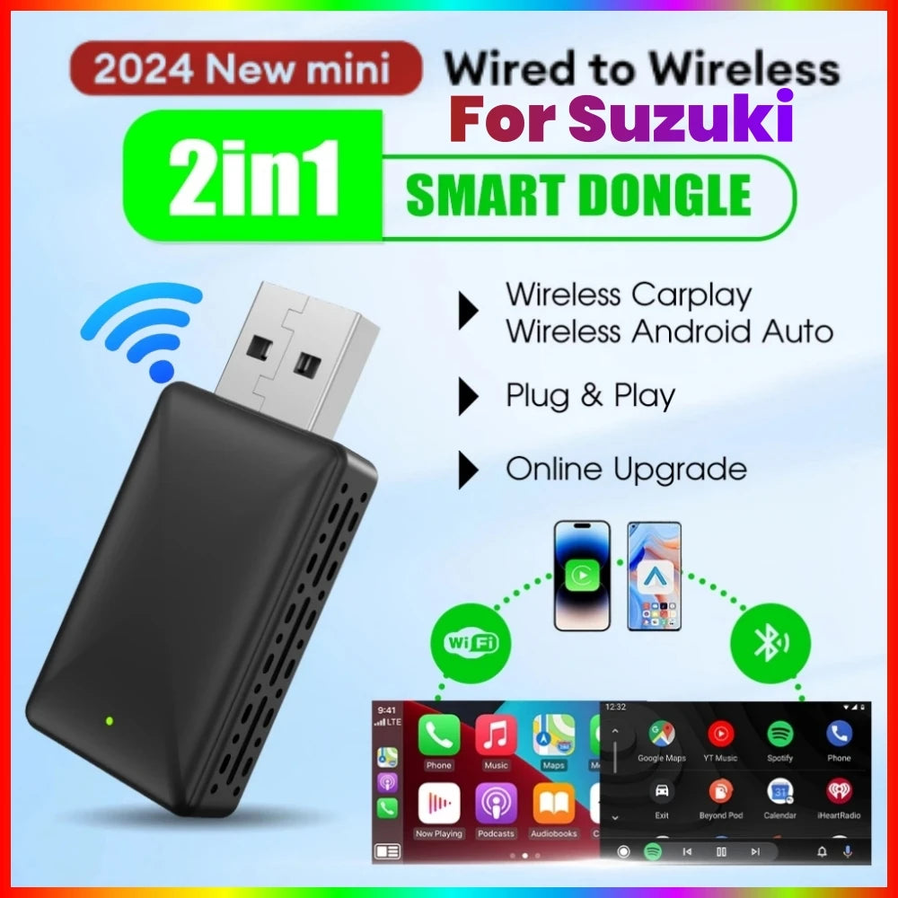 Wireless Carplay Adapter Android Auto Wireless Smart Dongle 2in1 For Suzuki Swift Vitara S | AUTOKITSHOP