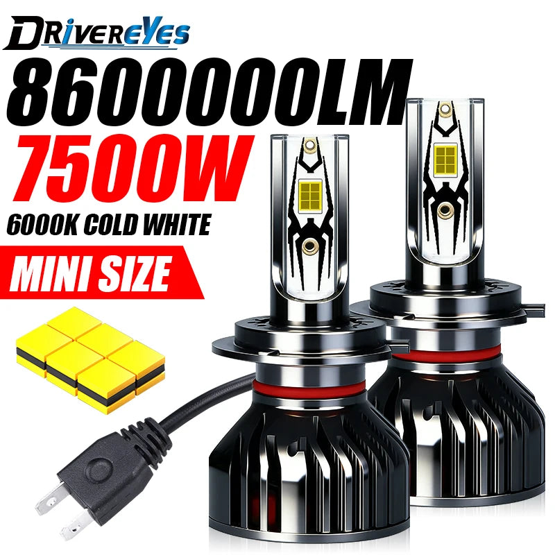7500W H7 H4 LED Headlight CANBUS 8600000LM H11 H8 H9 H1 9005 HB3 9006 HB4 9012 HIR2 Turbo