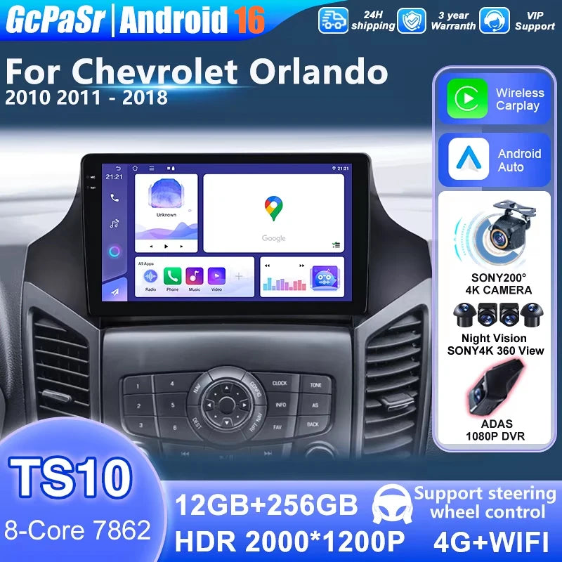 Android Auto For Chevrolet Orlando 2010 - 2018 Car Radio Head Unit Video Player Multimedia