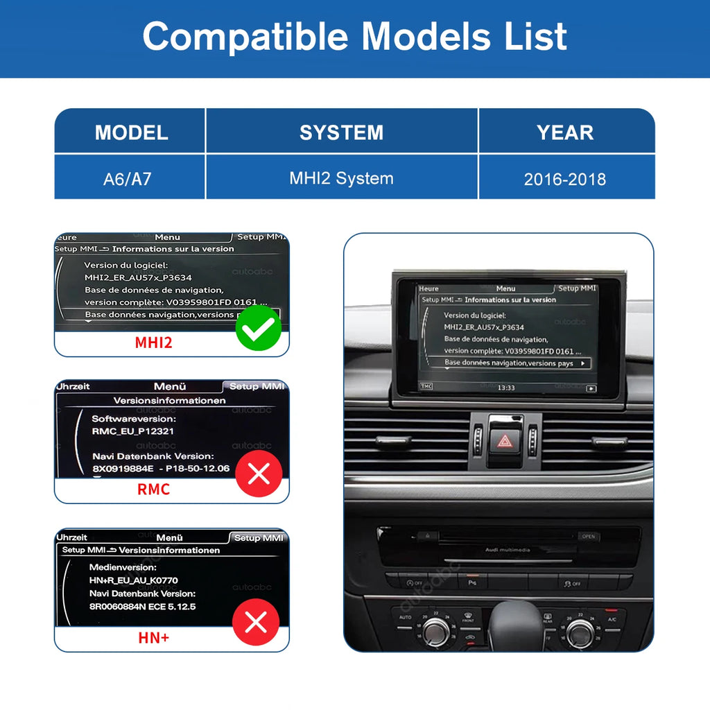 12.3'' Wireless CarPlay Android Auto Car Multimedia Display For Audi A6 A7 2016-2018 Linux | AUTOKITSHOP