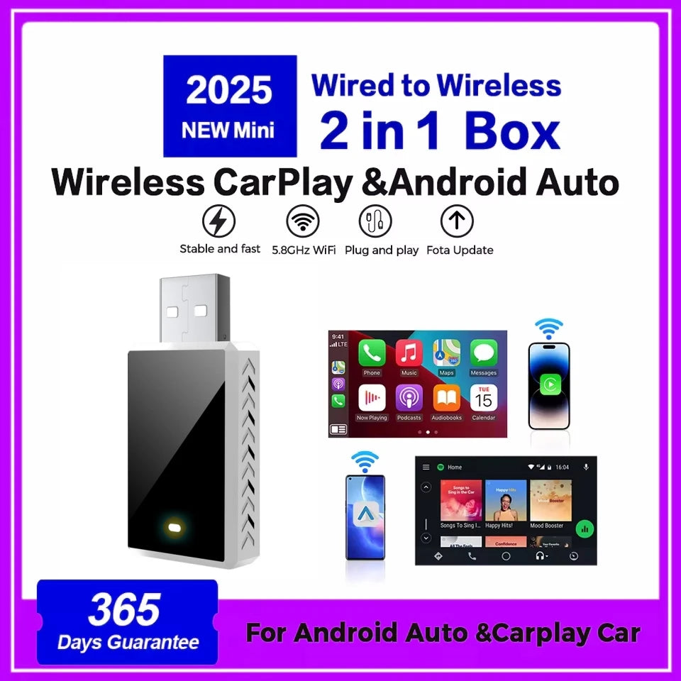 LEXXSON 2in1 Wireless CarPlay AI Mini Box Android Auto Plug&Play Automatic Connection Comp | AUTOKITSHOP
