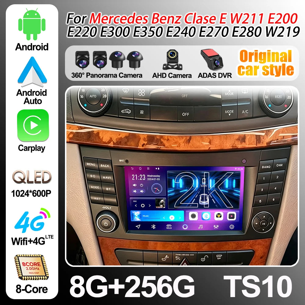 Android 15 For Mercedes Benz W211 2002-2008 Car Radio Stereo Head Unit Multimedia Video Pl | AUTOKITSHOP
