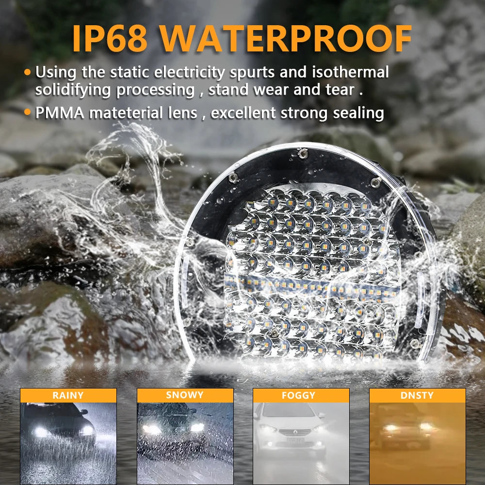 7Inch Super Bright Daytime Running Light 300W Double Color Driving Lamp for Jeep Offroad B
