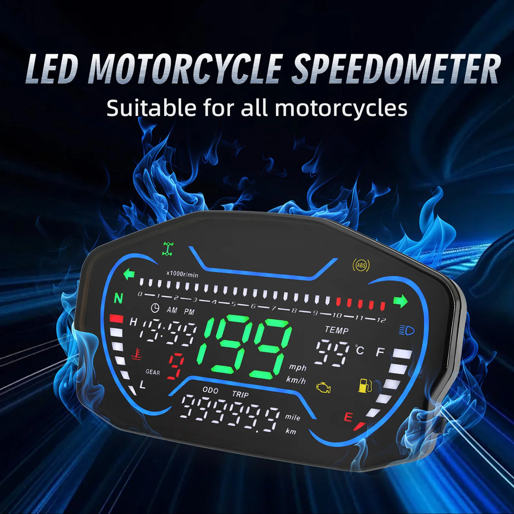 Universal Digital Motorcycle Speedometer LED Dashboard RPM Tachometer Motorcycle Instrument Wate - Automotive LED Light