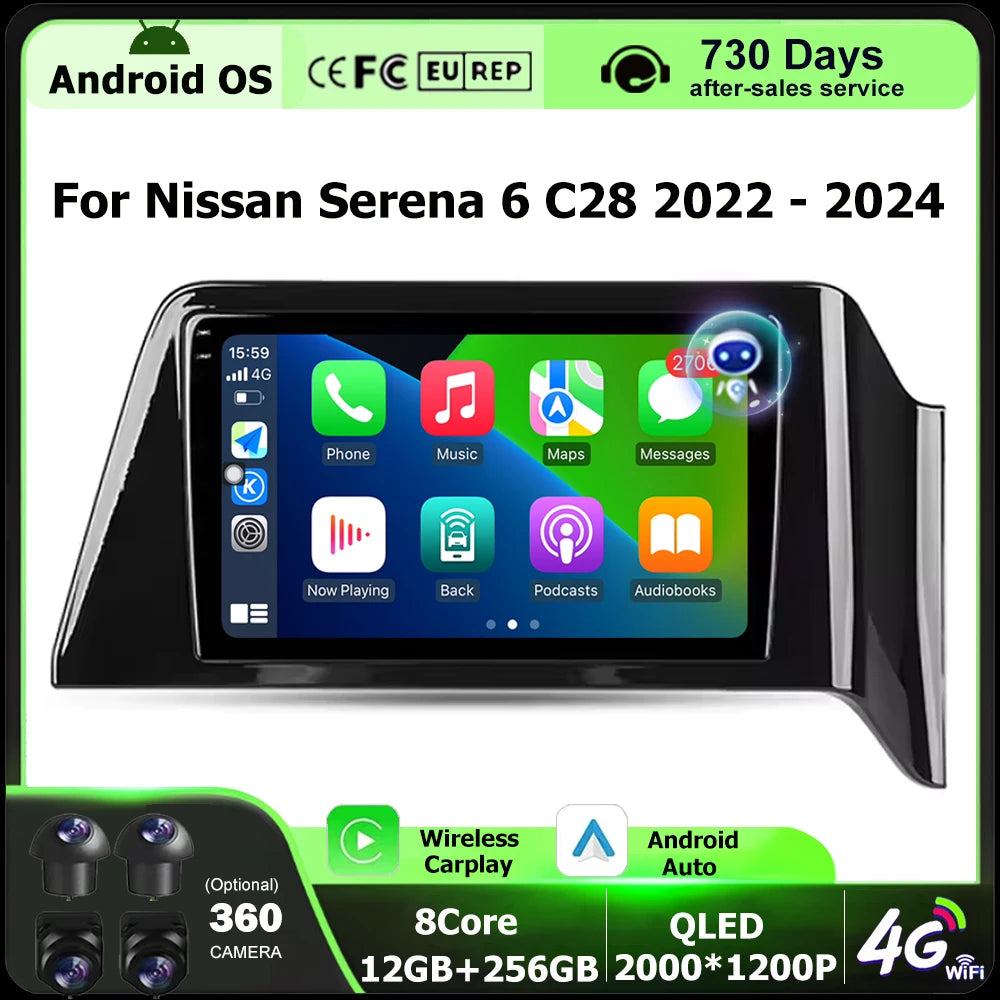 10" Android 16 Car Radio for Nissan Serena C28 2022-2024 | Multimedia Video Player | AUTOKITSHOP