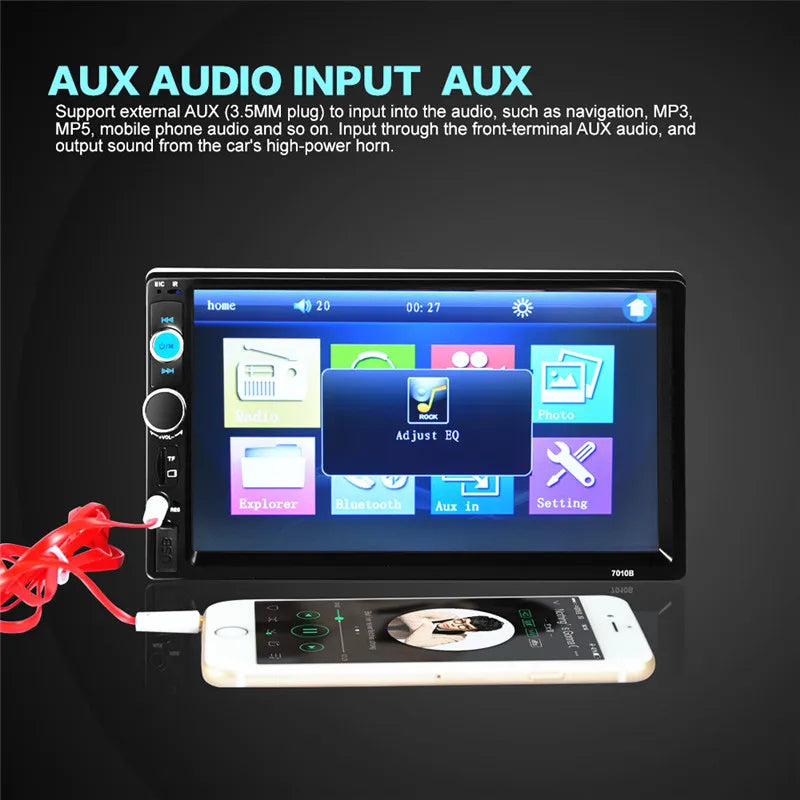 7010B 7inch Car Radio Bluetooth V2.0 Car Stereo HD Touch Screen MP5 Player SD MMC USB FM M