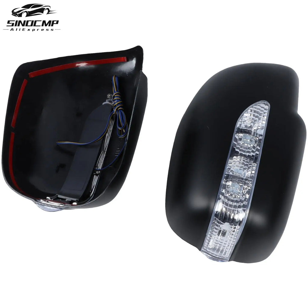 New Gloss Black Side Door Mirror Covers With Led Light For Toyota Tacoma 2005-2014 Rear Vi
